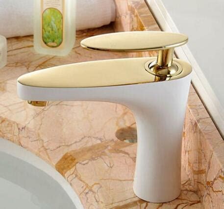 Elegante Goldene Mit Wei En Becken Bad Wasserhahn Einzigen Handgriff