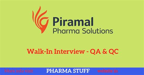 Piramal Pharma Solutions Walk In Interview Indore Qa Qc Lab Qa Qc