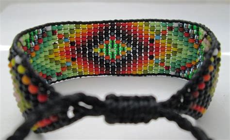 Huichol Indianer Perlen Armband Manschette Original Design Bead Loom