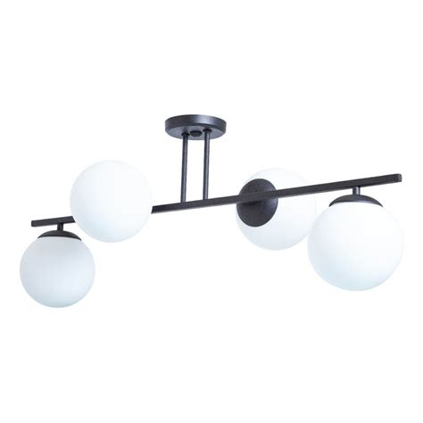 Luz Desing Plafon Luces Barral Elyn De Cor Negro Con Globo Opal E