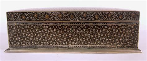 Past Auction Indian Brass Inlaid Silver Plated Casket Late Th