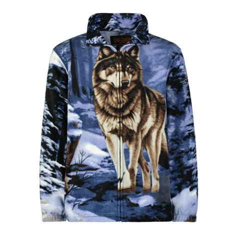 Wildkind Mens Womens Sweater Jacket Full Zip Fleece Wolf Wildlife