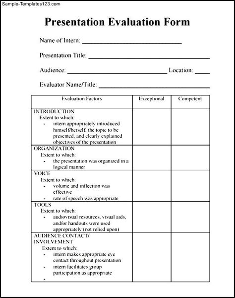 Evaluation Form For Powerpoint Presentation Printable Printable Forms