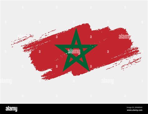 Artistic Grunge Brush Flag Of Morocco Isolated On White Background