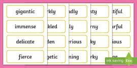 Adjectives Word Cards Alien Adjectives Describing Aliens