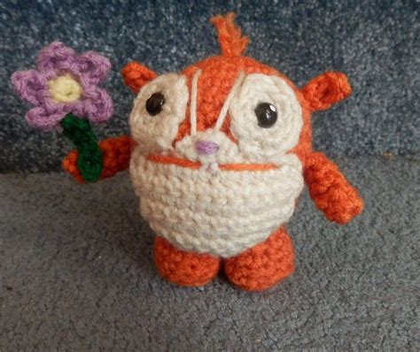 Made To Order Hand Crocheted Wallykazam Borgelorp Like Monster With Purple Flower Amigurumi