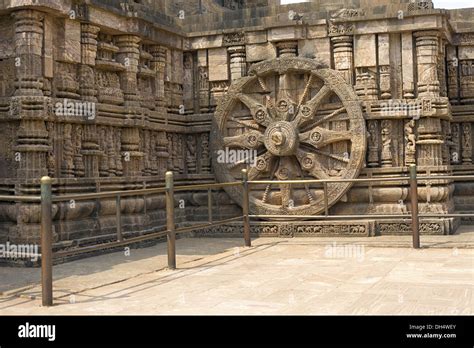 One Of The Carved Chariot Wheels Konark Sun Temple Orissa India