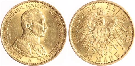 Preussen 20 Mark 1913 A Wilhelm II 1888 1918 Vorzüglich winziger