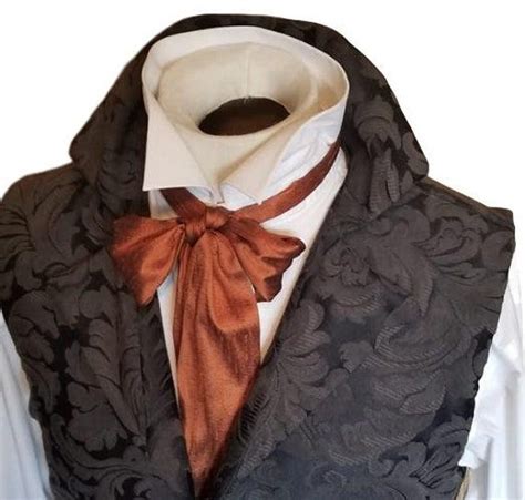 Pumpkin Silk Regency Brummel Victorian Ascot Tie Cravat Pure Dupioni