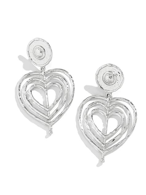 Geometric Heart Shaped Hollow Drop Earrings In Normcore Style