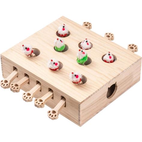 Interactive Whack A Mole Solid Wood Toys For Cats Ubuy India