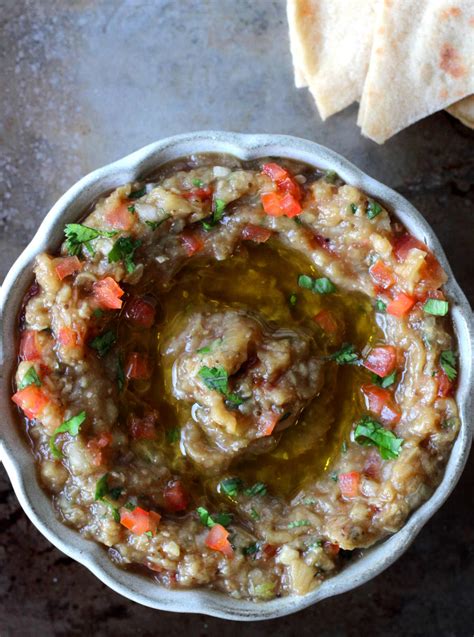 Baba Ganoush And Mutabbal 2 Roasted Eggplant Dip Plateful Of Veggies