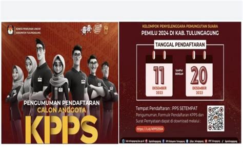 Pengumuman Pendaftaran Calon Anggota Kpps Pemilu 2024 Di Kabupaten Tulungagung