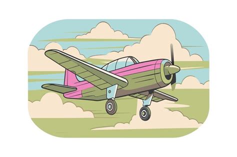 Premium Vector Vintage Plane Soars With A Backdrop Of Soft Sunset Clouds