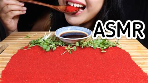 Asmr Red Tobiko Eggs Flying Fish Roe No Talking Popping Crunching