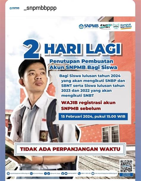 Info Penutupan Pembuatan Akun SNPMB Bagi Siswa