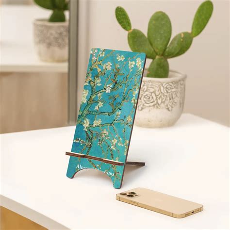 Almond Blossoms Wood Phone Stand Impressionism Holder T Docking