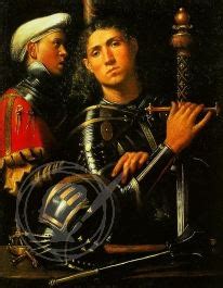 Portrait Of A Man In Armor With His Page By Giorgio Da Castelfranco