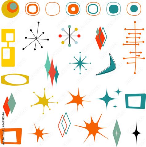 Mid Century Modern Vector Bundle Clip Art Retro Mcm Atomic Clip