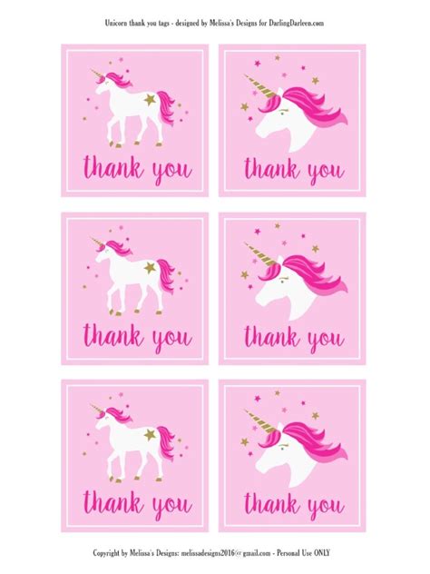 Editable Unicorn Thank You Card Magical Birthday Party Rainbow