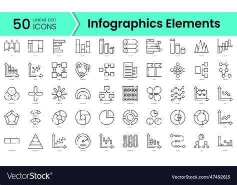 Set Of Infographics Elements Icons Line Art Style Vector Image