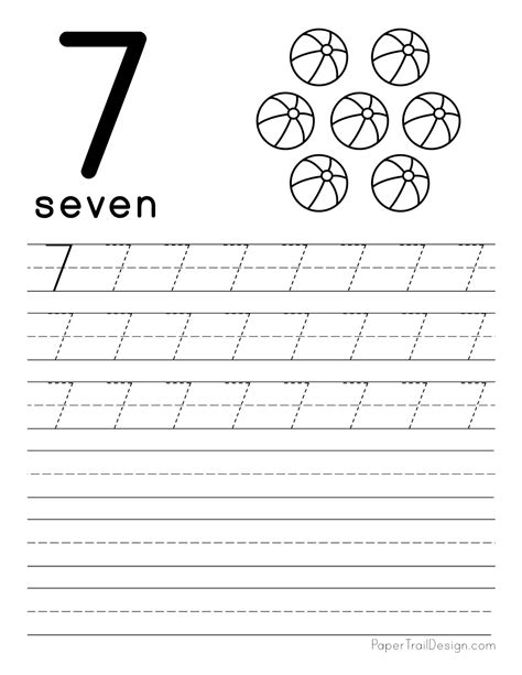 Printable Number 7 Worksheets