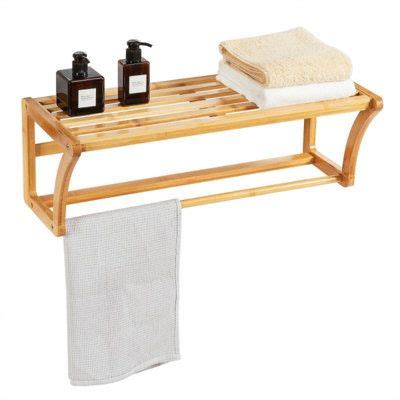 Gracie Oaks Bamboo Towel Bar Wall Mounted Storage Towel Rack Bathroom