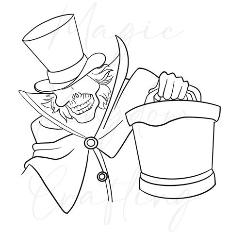 Hatbox Ghost Art Line Art Hat Box Line Design Haunted Mansion