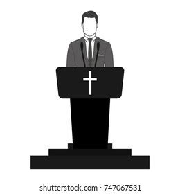 Priest Giving Speech Tribune Catholic Preacher Stock Vector Royalty