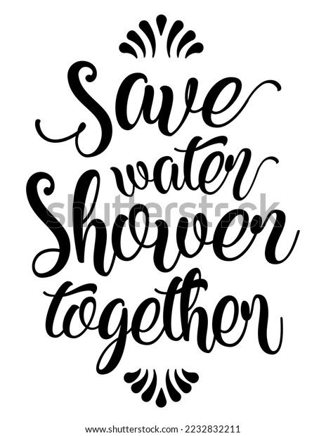 Save Water Shower Together Funny Bathroom Stock Vector Royalty Free