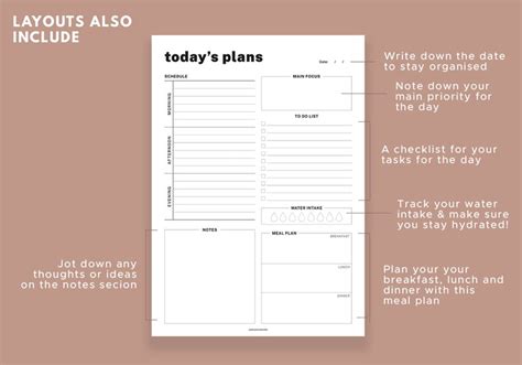 Daily Planner Printables Fillable Pdfs A4 A5 Letter Etsy