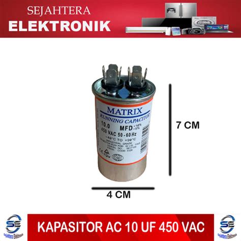 Kapasitor AC 10 UF 450 VAC Capasitor Air Conditioner Kompresor