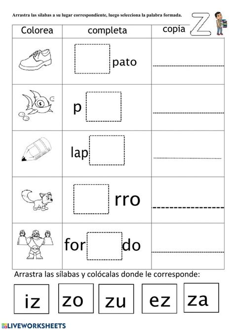 Sílaba z worksheet Kindergarten worksheets Words Worksheets