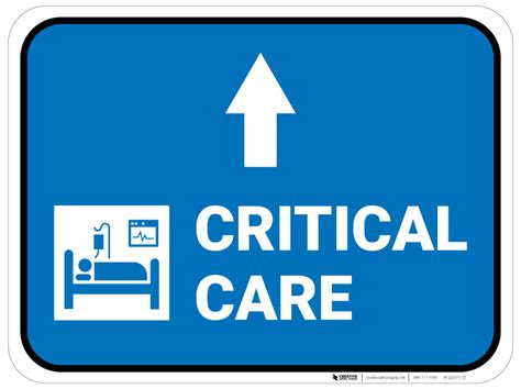 Critical Care Straight Ahead Arrow With Icon Rectangular Floor Sign