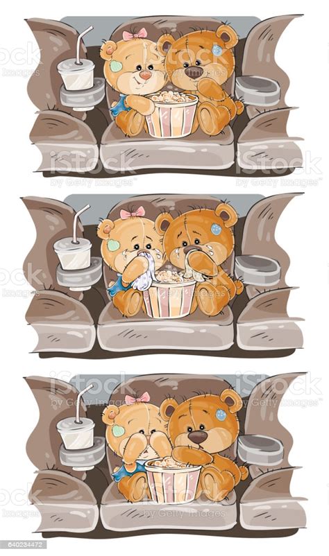 Set Of Vector Clip Art Illustrations Of Enamored Teddy Bears Teddy