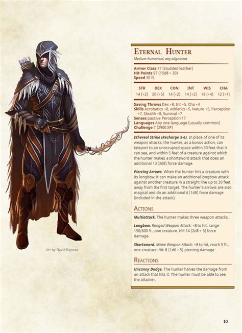 Eternal Hunter Monster Enemy Stat Block E Dnd Monsters Dnd Dragons