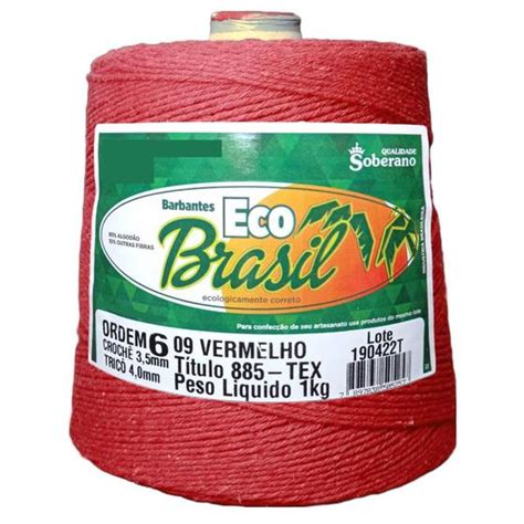 Kit 2 Barbantes Eco Brasil 1kg Ordem 6 Soberano Crochê Barbante