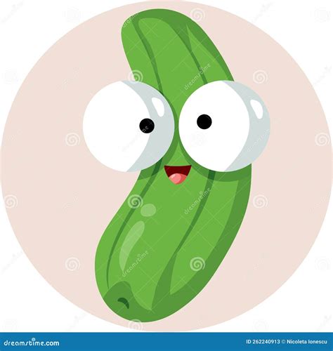 Happy Cartoon Cucumber Character Smiling Cheerfully Stock Vector