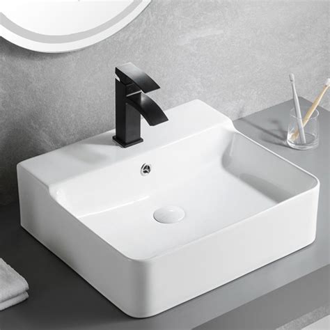 Luxurious Sanitary Ware Square Toilet Vessel Ceramic Above Counter