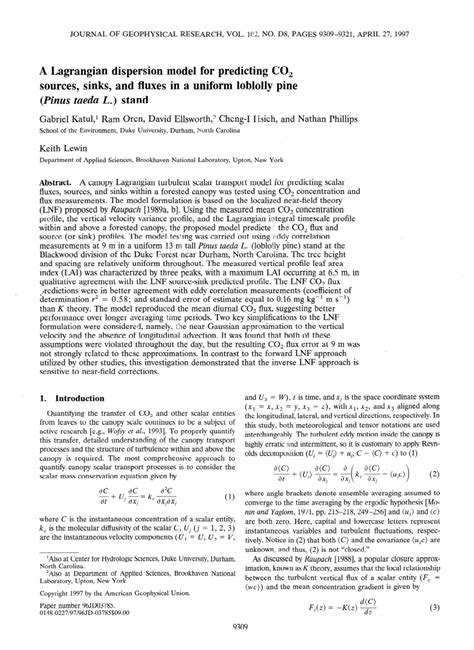 (PDF) A Lagrangian dispersion model for predicting CO2 sources, sinks ...