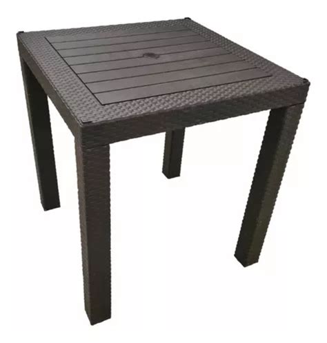 Mesa De Plástico Tipo Rattan Cuadrada Desmontable 70x70cm Meses