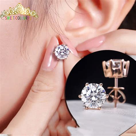 Brincos De Moissanite K Ouro Pe As Ct Mm Cor D Para Mulheres