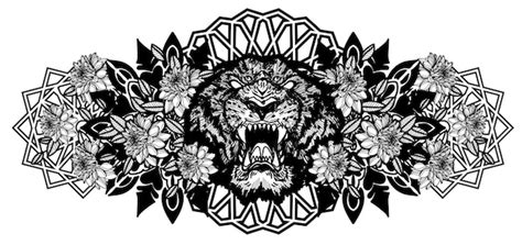 Premium Vector Tattoo Art Tiger Hand Drawing And Sketch Black And White