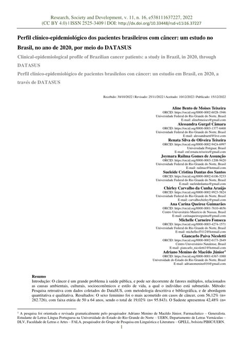 PDF Perfil clínico epidemiológico dos pacientes brasileiros