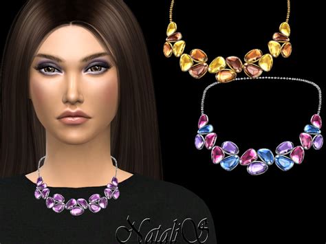 The Sims Resource Natalis Mixed Color Gems Necklace V