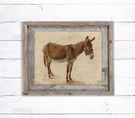 Vintage Donkey Oil Painting Printable Farmhouse Wall Art Etsy