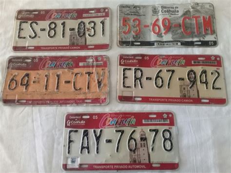 5 Antiguas Placas De Coahuila 150 p9dB5 Precio D México