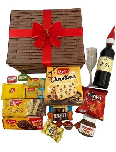 Cesta Presente Natal Chocotone Bauducco Nutella Cacau Show Frete Gr Tis