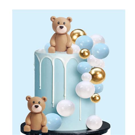 Buy Teddy Bear Cake Topper Blue Ball Cake Decor For Boy Blue Ball