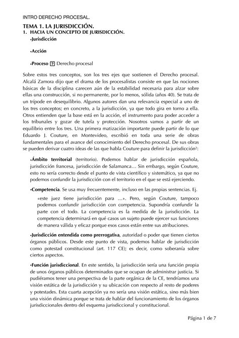 Tema Intro Derecho Procesal Tema La Jurisdicci N Hacia Un